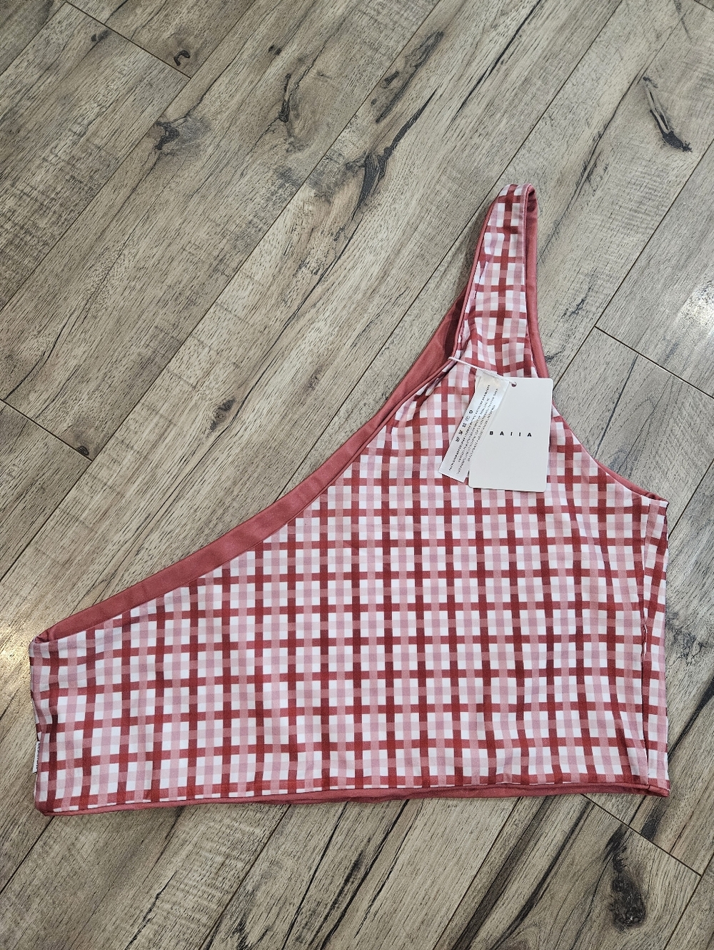 NWT BAIIA Reversible Swim Top Gingham Pink Salmon Size 20